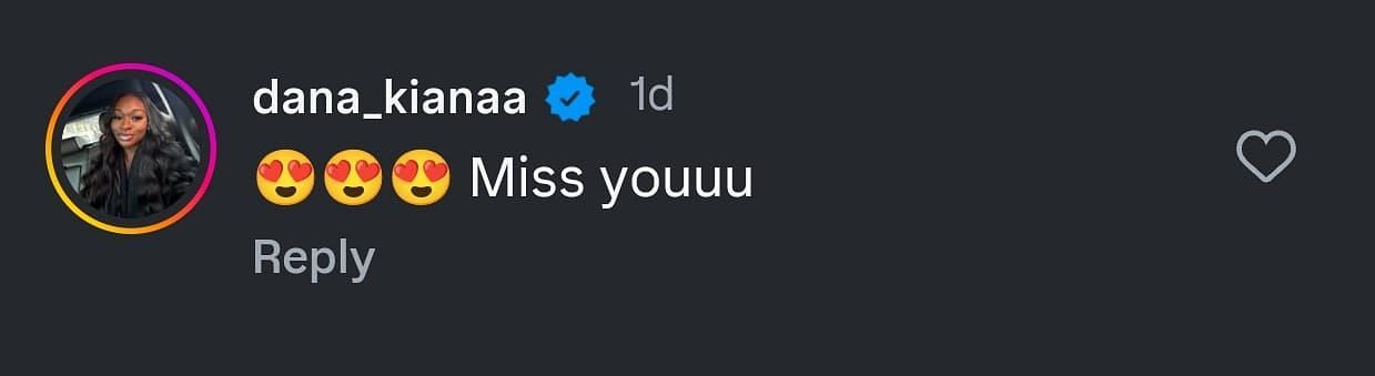 Dana Evans’ reaction to Jasmine Jordan’s Instagram post.